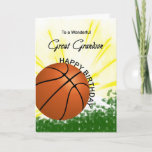 Great Grandson Basketball Birthday Card<br><div class="desc">Give your basketball loving great grandson a baseball and bat card with an explosive basketball theme! A basketball and bat with the words 'To a wonderful great grandson'.</div>