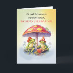 Great Grandson Birthday Cute Frogs Under Mushrooms Card<br><div class="desc">Celebrate your great grandson's birthday with this uniquely charming greeting card. Loveable frogs perched on and under mushrooms create a whimsical scene,  conveying wishes for a day filled with joy,  laughter,  and unforgettable adventures. Great for any age.</div>
