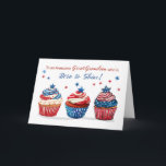 Great Grandson Birthday on 4th of July Freedom Card<br><div class="desc">This fun and festive birthday card for your great grandson features a trio of patriotic cupcakes in red, white, and blue, hand drawn with star-topped frosting and a joyful summer vibe. The front reads "Born to Sparkle, " perfect for celebrating a birthday that falls on the 4th of July. Inside,...</div>