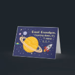 Great Grandson Birthday Planets in Outer Space Card<br><div class="desc">Wish your great grandson a happy birthday that is out of this world! Saturn is seen in the golden yellow colour with stars and other planets surrounding it. A rocket ship has just blasted off to wish happy birthday.</div>