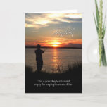 Great-Grandson Birthday, Sunset Fishing Silhouette Card<br><div class="desc">Wish your Great-Grandson a happy birthday with this beautiful sunset fishing card. Softened silhouette photo of a man fishing in the tall grass off the shore as the sun sets,  casting beautiful colors among the clouds in the sky.</div>