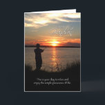 Great-Grandson Birthday, Sunset Fishing Silhouette Card<br><div class="desc">Wish your Great-Grandson a happy birthday with this beautiful sunset fishing card. Softened silhouette photo of a man fishing in the tall grass off the shore as the sun sets,  casting beautiful colors among the clouds in the sky.</div>