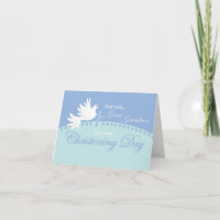 Great Grandson Christening Dove on Blue