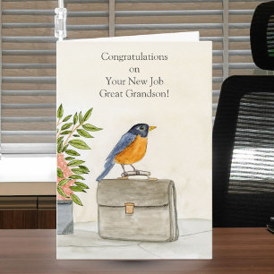 Great Grandson Congratulations New Job Robin Card