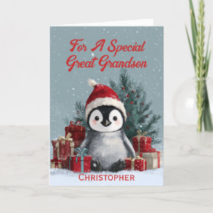 Great Grandson Cute Baby Penguin Holiday Card