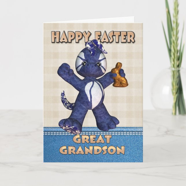 Great Grandson Easter Card - Denim Dragon Chocolat (Front)