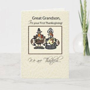 Great Grandson First Thanksgiving Turkey Family Holiday Card