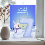 Great Grandson Happy 7th Birthday Snowman  Card<br><div class="desc">Bright winter joy fills this 7th birthday scene as a cheerful snowman shows off the tall snowy “7” sculpted just for your daughter’s big day. Soft, leaf-shaped trees frame the background, bringing a gentle seasonal touch to the artwork. The cool winter tones, playful textures, and warm expression create a sweet,...</div>