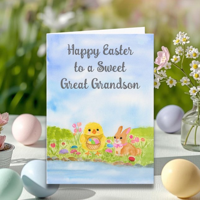 Great Grandson Happy Easter Baby Chick  Card (Creator Uploaded)