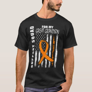 Great Grandson Leukemia Awareness USA Flag Support T-Shirt