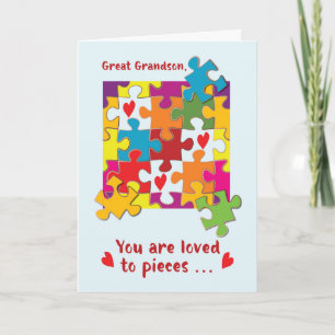 Great Grandson Valentine Puzzle Love to Pieces Card
