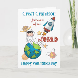 Great Grandson Valentines Out Of This World Space Card