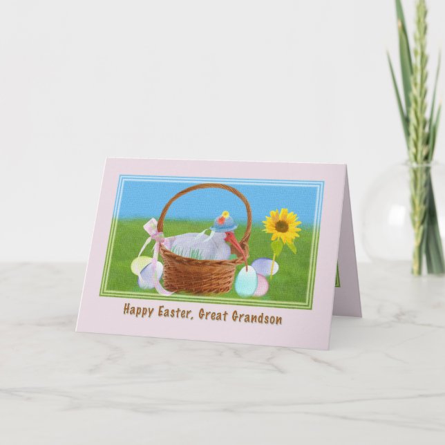 Great Grandson's Easter Card with Ibis and Basket (Front)