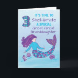Great Great Granddaughter 3rd Birthday Sparkly Card<br><div class="desc">This delightful card that features a mermaid with digitally rendered scales and tail was designed with your great great granddaughter in mind. We intend this to be the perfect card to greet her and wish her a happy 3rd birthday.</div>