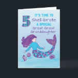 Great Great Granddaughter 5th Birthday Sparkly Card<br><div class="desc">No question about it! This is the one and only card that will make your mermaid loving great great granddaughter so happy on her upcoming 5th birthday. You will never regret giving her this card that will bring delight and happiness to her.</div>