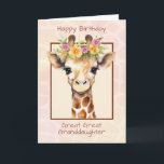Great Great Granddaughter Birthday  Sweet Safari Card<br><div class="desc">Delicate and full of love, this birthday card was created especially for a cherished great-great-granddaughter. Featuring an adorable baby giraffe surrounded by pink and yellow flowers, the design is set against a soft watercolor background with a gentle giraffe pattern. The peaceful colours and sweet expression on the giraffe’s face evoke...</div>