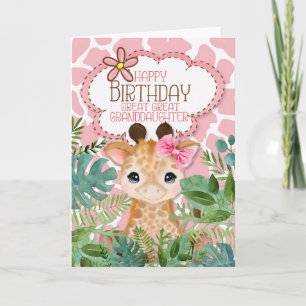 Great Great Granddaughter Jungle Giraffe Birthday Card