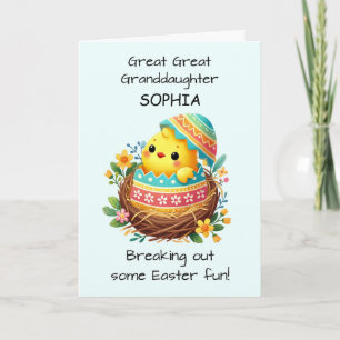 Great Great Granddaughter Personalise Easter Chick Card