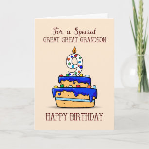 Great Great Grandson 9th Birthday, Sweet Blue Cake Card
