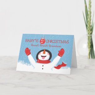 Great Great Grandson Babys First Christmas Snowman Card
