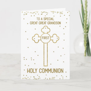 Great Great Grandson First Holy Communion Gold Card