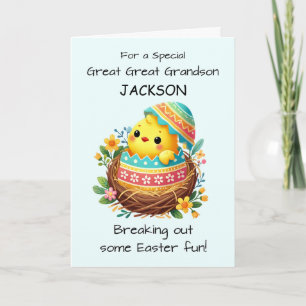 Great Great Grandson Personalise Easter Chick Card