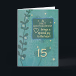 Great Great Grandson Religious 15th Birthday Green Card<br><div class="desc">For so many years your great great grandson has brought a special joy to your heart. Now that he is turning fifteen,  it’s your turn to bring a more special joy in his heart with this card that has a very heartwarming message.</div>