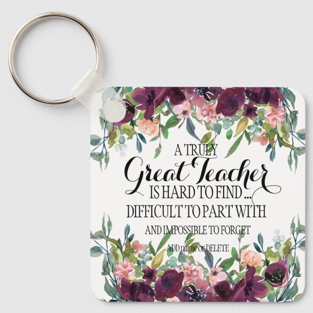 Great Great teacher thank you appreciation gift Key Ring (Front)