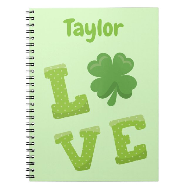 Great Green Love St Patrick's Theme Notebook (Front)