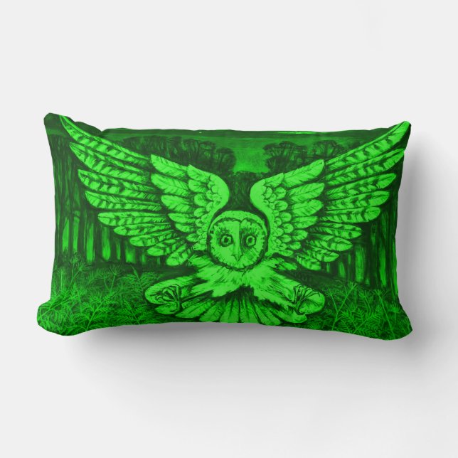 Great Green Owl Throw Pillow (Front)