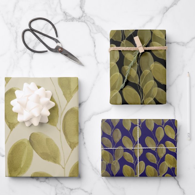 Great Green Watercolor Wrapping Paper Sheet (Front)