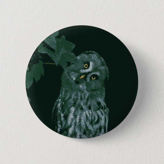 Great Grey Owl 6 Cm Round Badge (Front)