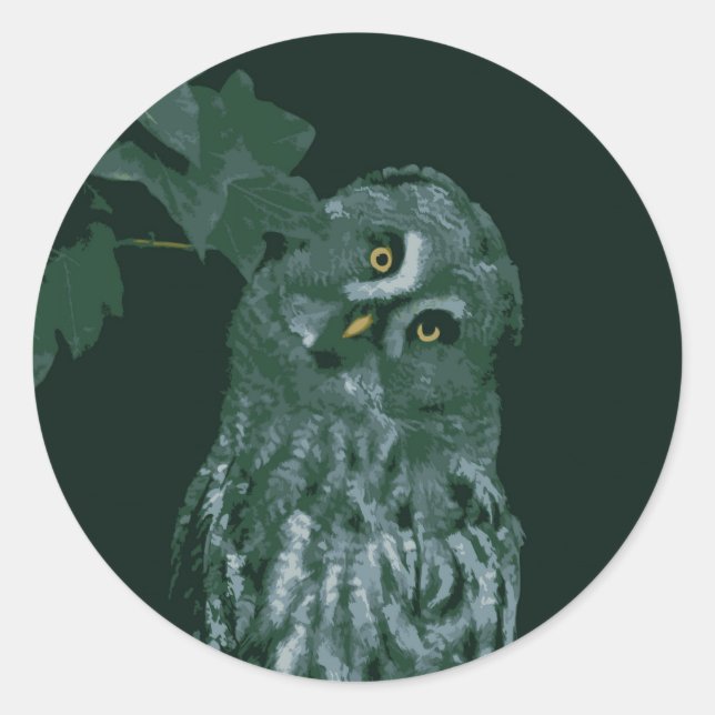 Great Grey Owl Classic Round Sticker (Front)