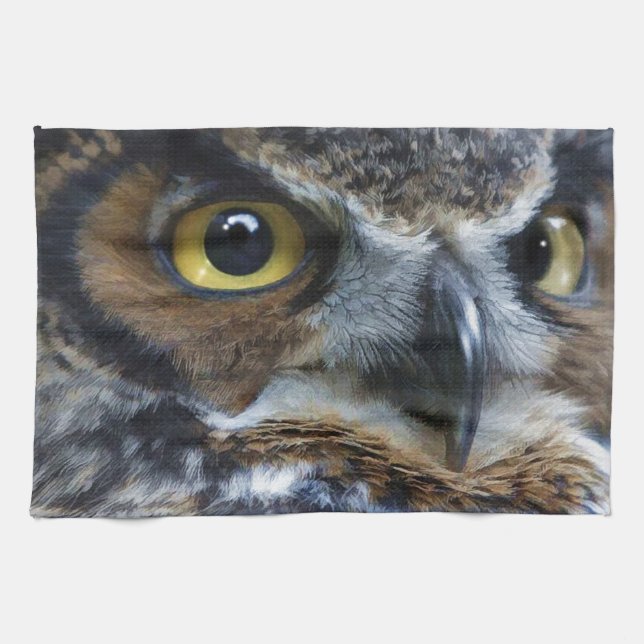 Great Grey Owl Eyes Wildlife Tea-Towel Tea Towel (Horizontal)