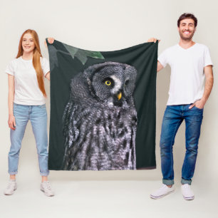 Great Grey Owl Halloween Wildlife Art Fleece Blanket