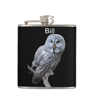 Great Grey Owl Hip Flask