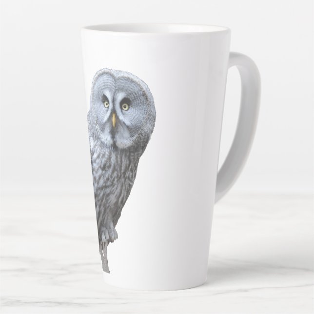 Great Grey Owl Latte Mug (Right Angle)