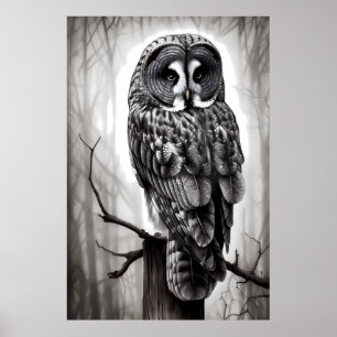 Great Grey Owl Painting Poster