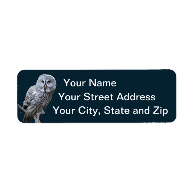 Great Grey Owl Return Address Label (Front)
