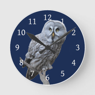 Great Grey Owl Round Clock