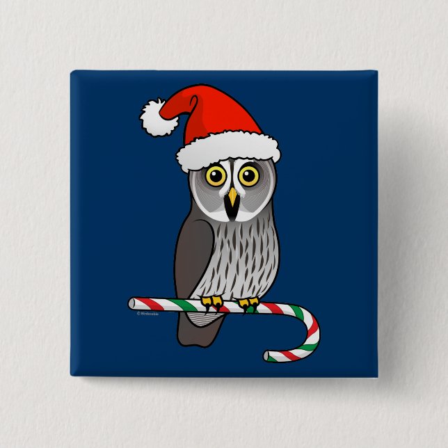 Great Grey Owl Santa 15 Cm Square Badge (Front)