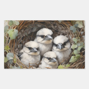 Great grey shrike babbies in nest. rectangular sticker