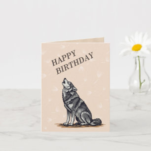 Great Grey Wolf Howling Wildlife Happy Birthday Card