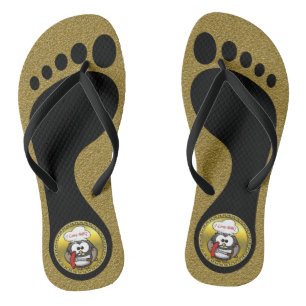 Great horn owl with BBQ in hand and a gold frame Thongs