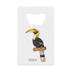 Great hornbill bird cartoon illustration 