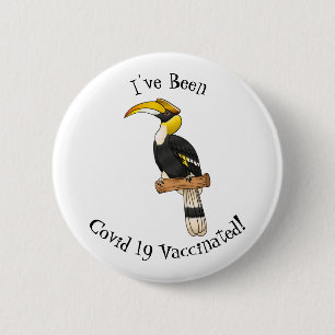Great hornbill bird cartoon illustration 6 cm round badge