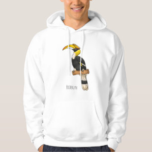 Great hornbill bird cartoon illustration hoodie