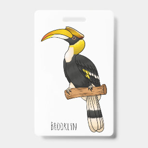 Great hornbill bird cartoon illustration  ID badge