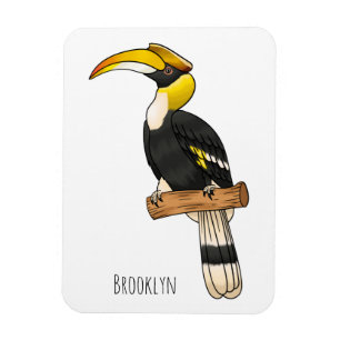 Great hornbill bird cartoon illustration  magnet