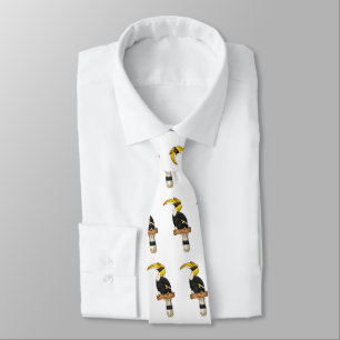 Great hornbill bird cartoon illustration tie